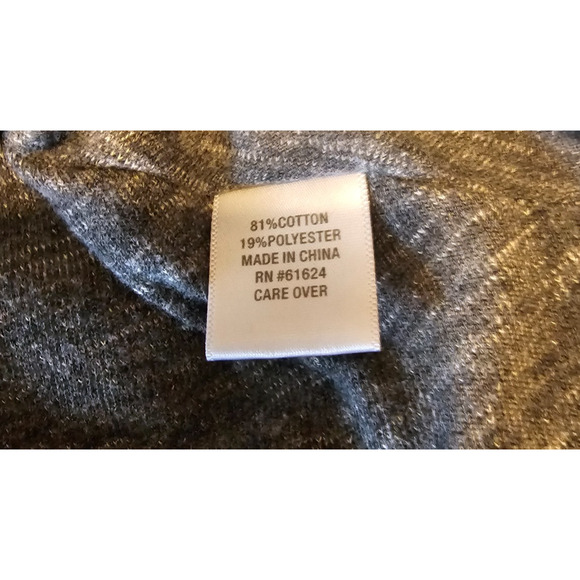 Laura Ashley Shirt Top XL Womens Gray Floral Sleeves Pull On Rhinestones - Picture 5 of 5